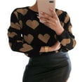thumbnail image 1 of Chandail Décontracté à Manches Longues pour la Saint-Valentin pour Femmes Motif Cœur Col en V Tricoté Ample, 1 of 3