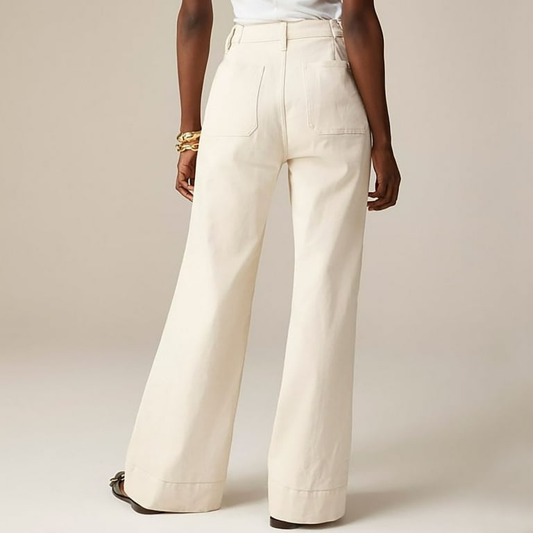 Hontri Women's Jeans Sailor Wide Leg Trouser High Waisted