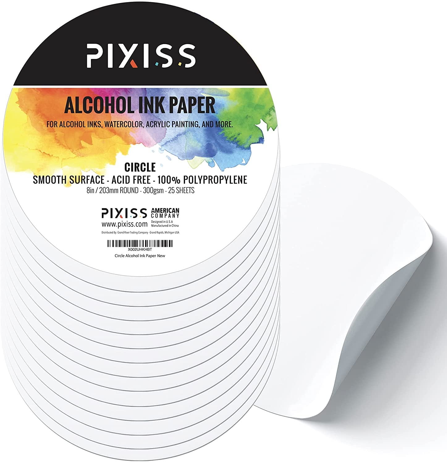 Alcohol Ink Paper for Alcohol Ink Art Painting - 25 Sheets Heavy Circle  Round Art Paper for Alcohol Ink & Watercolor Paper, Synthetic Paper 8  Inches 203mm, 300gsm Cardstock 