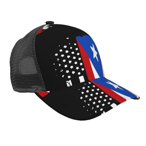 Curved Trucker Hat America Puerto-Rico Flag Adjustable Mesh Back Baseball Snapback Cap For Men