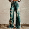 thumbnail image 2 of Luwomo Jeans for Womens Wide Leg Fashion High Waisted 90s Floral Printed Pull On Baggy Long Trousers Denim Pants Dark Green,XL, 2 of 7
