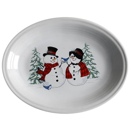 Open Box Fiesta Snowman and Lady 11.6? Medium Oval Platter