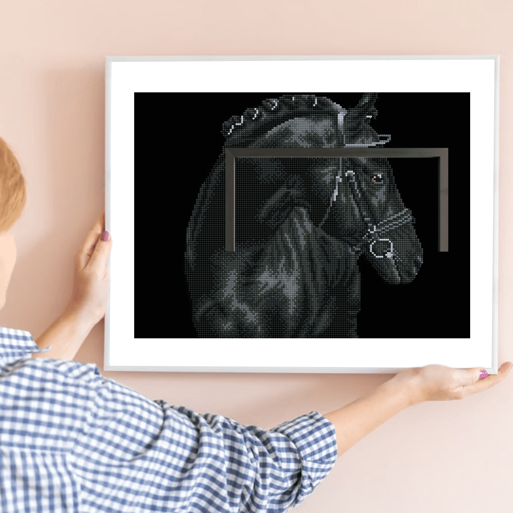 Diamond Dotz  Black Sheen Horse Diamond Painting Kits for Adults - Diamond Art Kits a Relaxing Creative Craft Kit with Dotz Gems  16.5"x20.5"