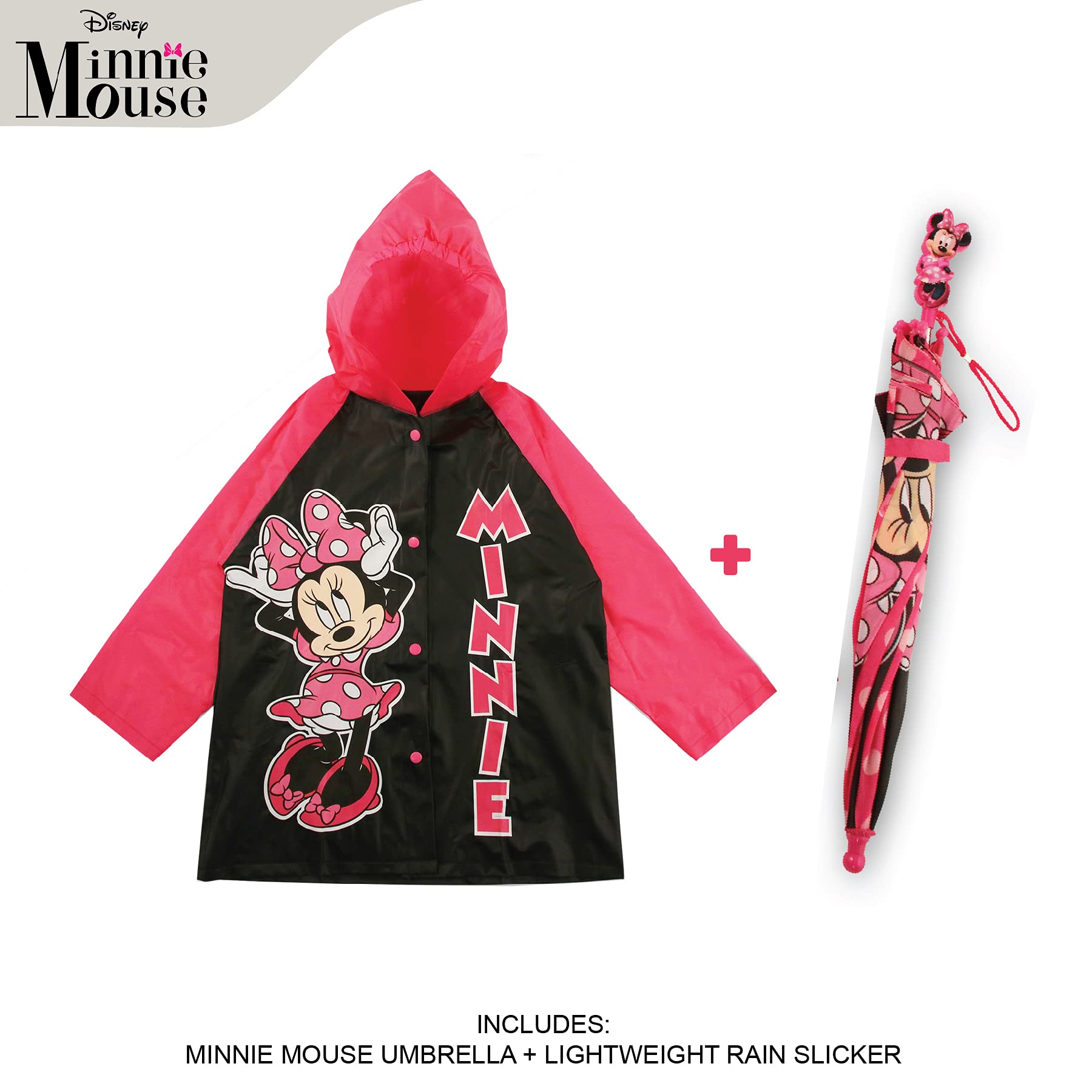 Disney Minnie Mouse Kids Umbrella with Matching Rain Poncho for Girls Ages 2-7 - image 3 of 8