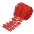 thumbnail image 1 of Uxcell 3.14 inch Wide 10 Yard Lace Ribbon Floral Pattern Red Embroidered Lace Trim for Sewing Making, Gift Wrapping, 1 of 5