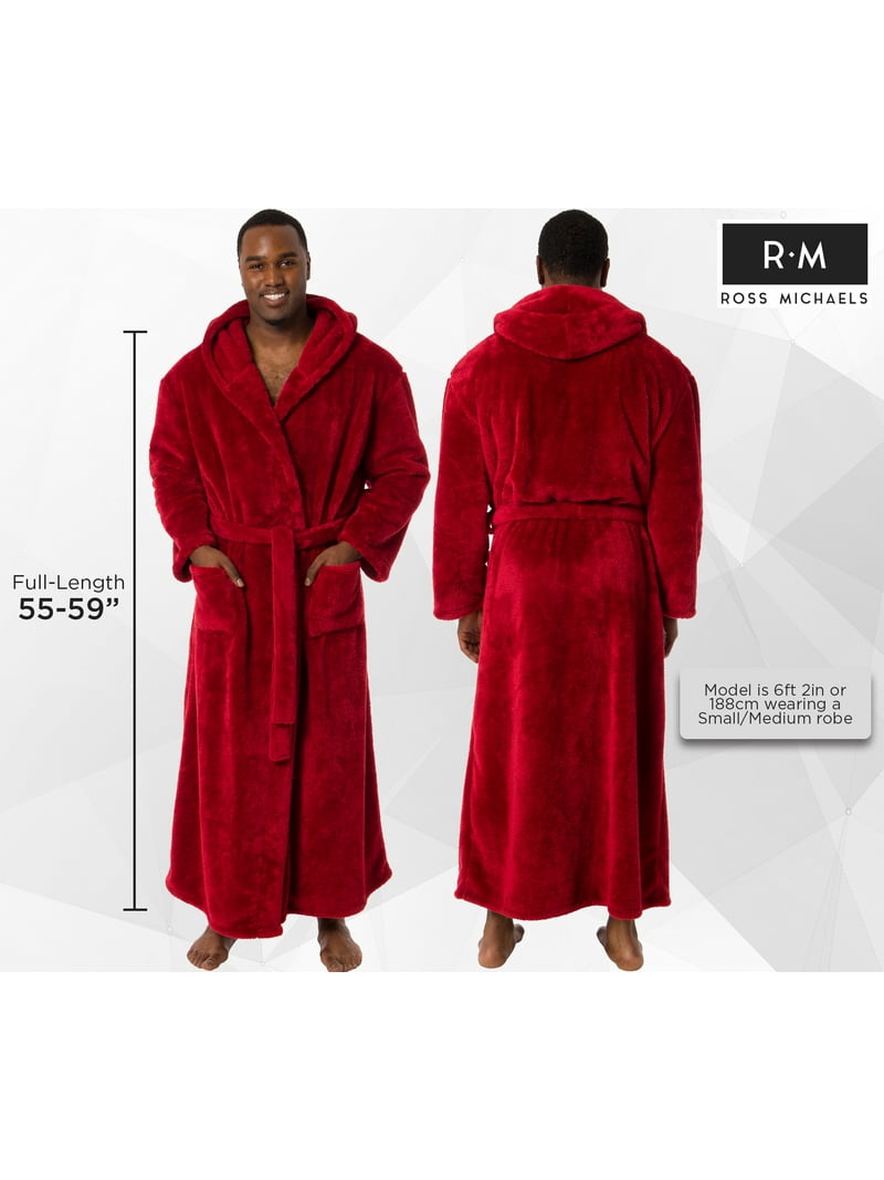 メンズウェア ROB Ross Michaels Mens Robe Big & Tall with Hood - Long Plush 400GSM