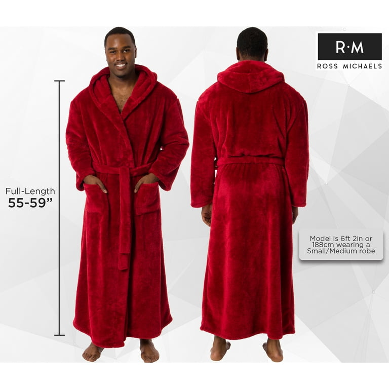 Red Hooded Velvet Robe Men - Male Lingerie Robe