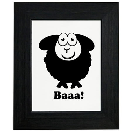 Funny Large Black Sheep Saying Baaaa Framed Print Poster Wall Or