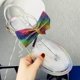 thumbnail image 5 of Bmisegm Ladies Summer Rhinestone Bow Jelly Clip Toe Beach Large Size Flat Transparent Sandals Womens Sandals Summer Clear 9, 5 of 8