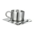 thumbnail image 2 of Juego de tazas de café de acero inoxidable, taza de café con platillo, taza de espresso portátil reutilizable, aislada para viajes, oficina, hogar,, 2 of 8