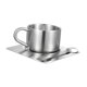 thumbnail image 3 of Juego de tazas de café de acero inoxidable, plato para servir, taza de té reutilizable, aislante para cafetería, restaurante, cocina, hogar, viajes., 3 of 8