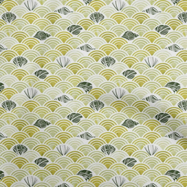 oneOone Cotton Poplin Lime Green Fabric Sea Shells Ocean Sewing Craft Projects Fabric Prints By Yard 56 Inch Wide