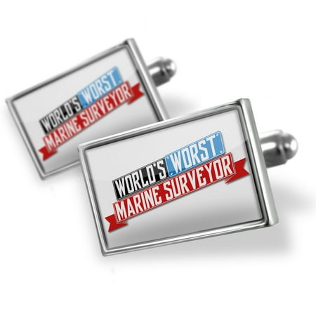 Cufflinks Funny Worlds worst Marine Surveyor - NEONBLOND