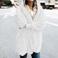 thumbnail image 4 of Women Hooded Cardigan Fuzzy Jacket Winter Open Front Fleece Coat Outwear with Pockets White XL, 4 of 7