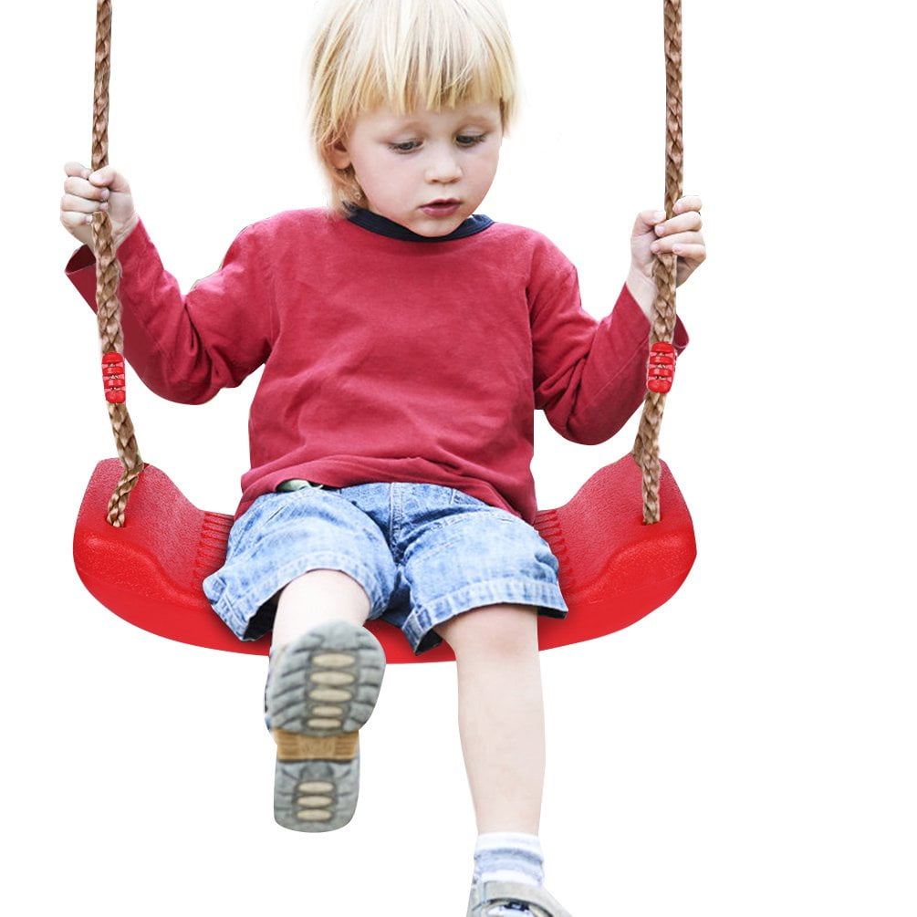 Plastic Swing, Outdoor Flat Bench Seat with Adjustable Nylon Hanging