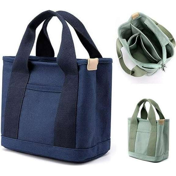 XmhyTop-A Large Capacity Multi-Pocket Handbag Canvas Tote Purses Crossbody Bag for Women Japanese Handmade Tote Crossbody Bag, Navy