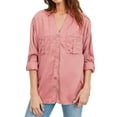 thumbnail image 6 of MixMatchy Women's Long Sleeve Denim V-Neck Tencel Button Down Shirt, 6 of 6
