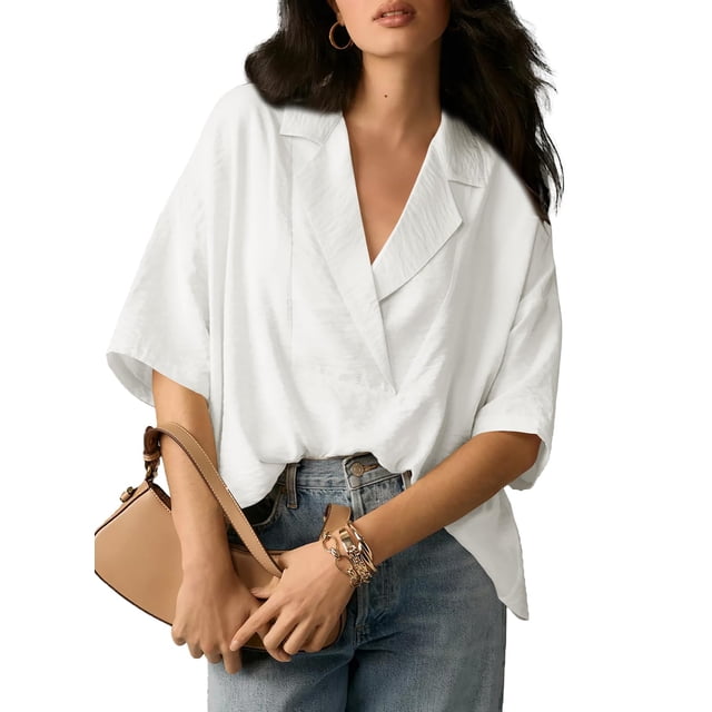 Top Astilish para mujer, casual, de verano, blanco, talla L