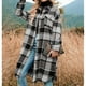 thumbnail image 3 of Camisa a cuadros de franela para mujer,Chaqueta larga de tartán con botones a cuadros de franela larga para mujer Camisas a cuadros de franela larga Eficiencia maximizada, 3 of 8