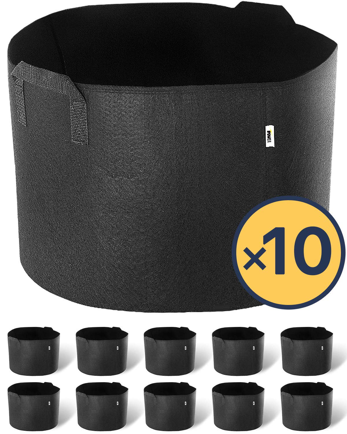 10 Gallon Black Smart Pots with Handles 5 or 10 Pack Fabric Grow Container 1 