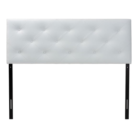Bowery Hill Modern Faux Leather Tufted Full Size Panel Headboard in White