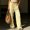 Yellow, variant on Morttic Women's Solid Color Drawstring Elastic High Waist Loose Wide Leg Pants with Pockets Beach Vacation Lounge Pants Beige，XS