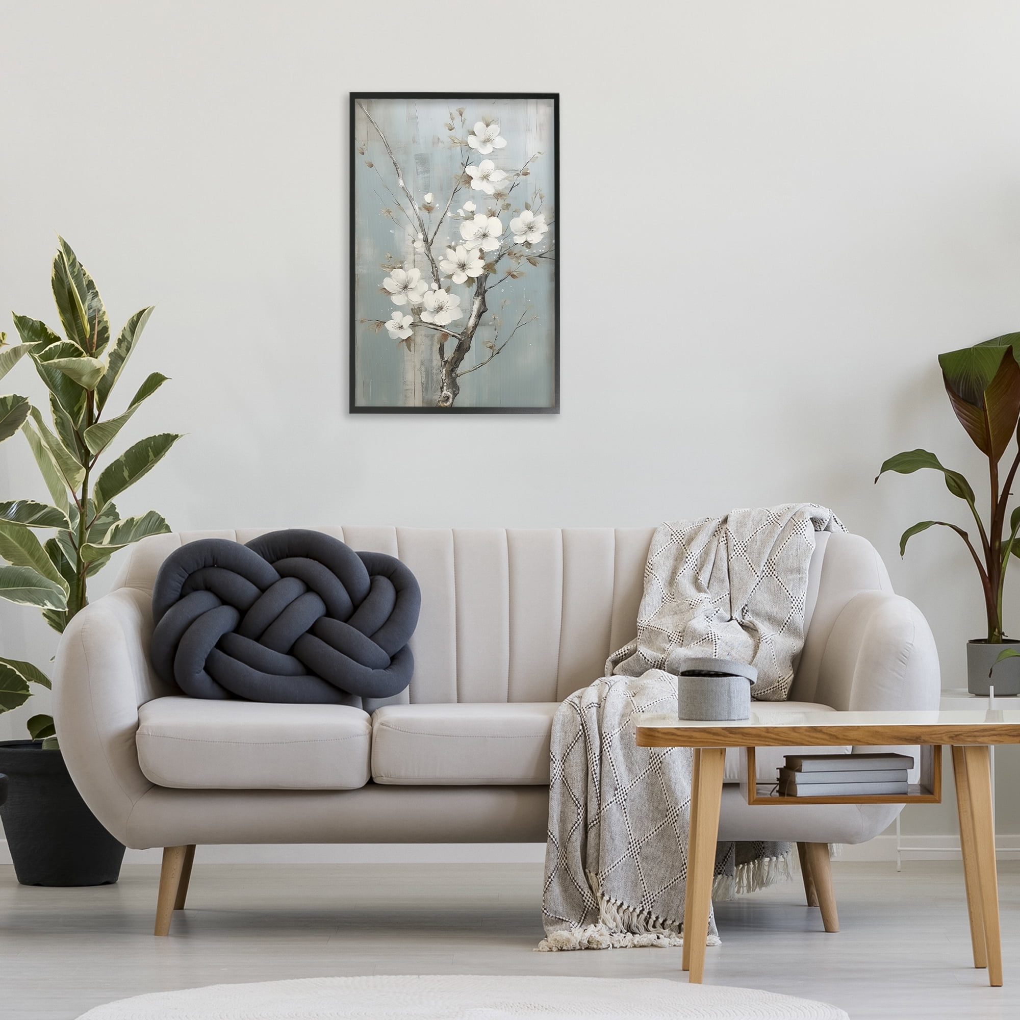 Stupell Industries White Apple Blossoms Botanical & Floral Painting Black Framed Art Print Wall Art, 20 x 30