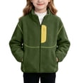 thumbnail image 2 of Mifsaly Boys Girls Fleece Jacket Zip Up Stand Collar Warm Winter Coats Kids Fall Winter Outdoor Everyday Outerwear with Pockets, 2 of 9