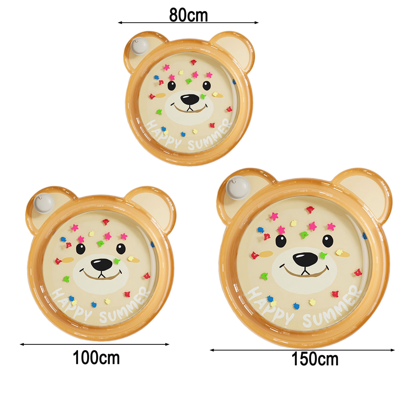 OIUR Cartoon Bear Inflatable Cooling Mat Leak-proof PVC Water Pad Cushion Foldable Portable Baby Tummy Time Water Play Mat