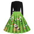thumbnail image 4 of Robes Formelles pour Femmes 2023 Robe Tendance à Col Rond Manches Longues Patchwork Joyeux Noël Imprimée Grande Robe Cadeaux de Noël pour Adolescentes en Liquidation, 4 of 4