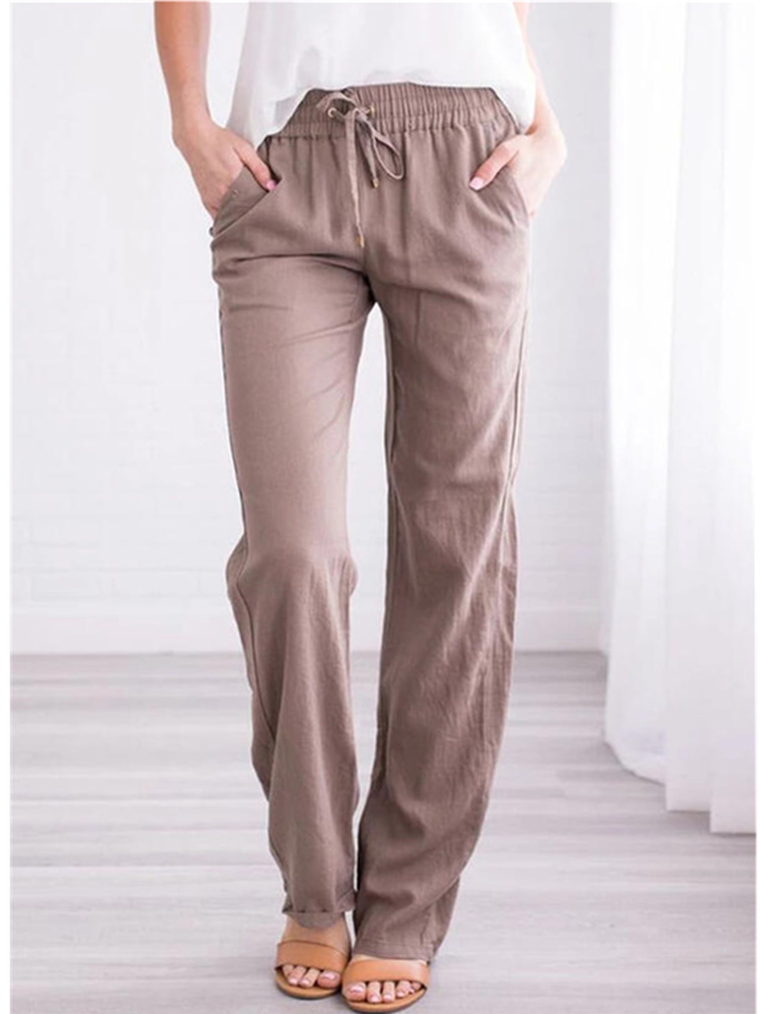 High Waist Drawstring Wide Leg Pants 