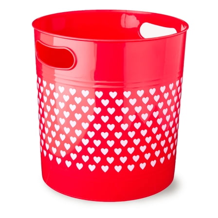 Large Heart Plastic Bucket, Red and White, 10", Valentine's Day by Way To Celebrate