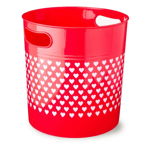 Large Heart Plastic Bucket, Red and White, 10", Valentine's Day by Way To Celebrate