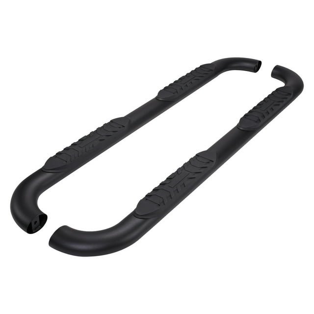 TrailFX Nerf Bar A1011B TFX 4 Oval Tube Side Steps; With Step Pads; 4 Inch Oval Bent; Titanium Black; Mild Steel; With Welded End Caps; Body/Frame Mount