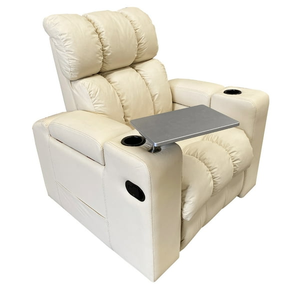 Sillon Reclinable Reposet con mesa y portavasos para cinema en casa en tactopiel Uso rudo Mobydec Sine Sillon reclinable reposet minimalista