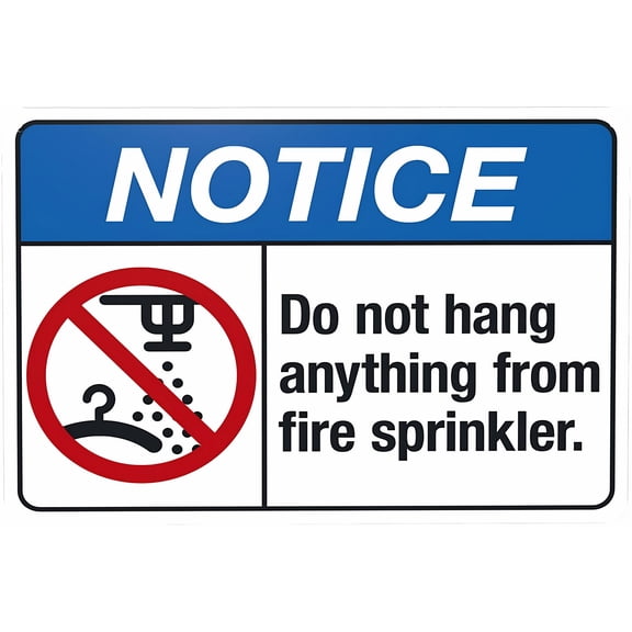 Do Not Hang Anything From Fire Sprinkler Warning Sign - 8"x12" Construction Security Metal Sign, Rustic Decor for Home Garage