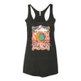 thumbnail image 2 of Wild Bobby Sun and Moon Groovy Vintage Daisy Flowers Stars Vintage Women Tri-Blend Racerback Tank Top, Vintage Black, Small, 2 of 6