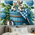 thumbnail image 2 of JEUXUS Cute Bunny Blue Flowers Picture Hanging Tapestry (Multiple SKUs) Painting, 2 of 6