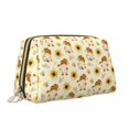 thumbnail image 2 of Picia Watercolor Bee Honey Honeycomb Bee Print Leather Makeup Bag Make Up Bag Travel Toiletry Bag for Her Girlfriend Teacher Teen Girl Gifts, 2 of 8
