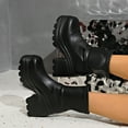 thumbnail image 5 of Bnwani Boots Women Toe High-Heel Chunky High Mid-Calf Ankle Solid Boot Black Size 5.5, 5 of 9