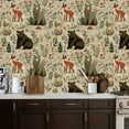 thumbnail image 5 of Peel and Stick Wallpaper Contact Paper Forest Animal Beige Woodland Tree Floral Vintage Cute Bear Deer Fox Self Adhesive and Removable 17.7in x 118in, 5 of 8