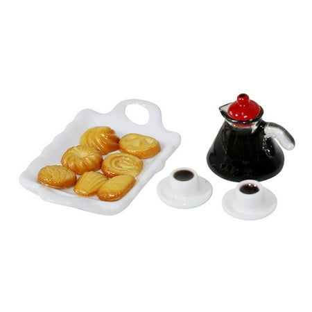 

1 Set of Decorative Mini Kitchen Set Desktop Tiny Food Wear-resistant Tiny Coffee Set