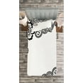 thumbnail image 3 of Ambesonne East Quilted Bedspread Set 2 Pcs, Floral Oriental Art Ornament, Twin Size, White Black, 3 of 3