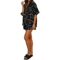 thumbnail image 6 of Cenuakty Women’s Casual 2 Piece Outfits Fashion Graphic Short Sleeve Button Down Shirt + Shorts Set Loungewear, 6 of 9