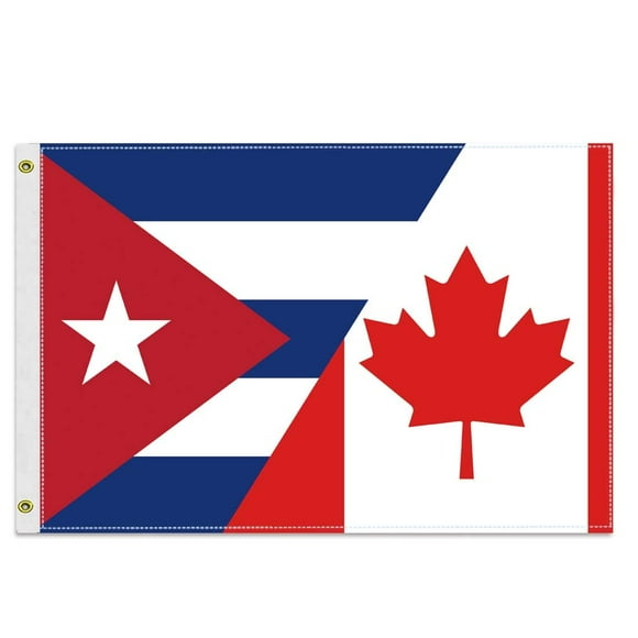 TRAHOO-12×18 inch Canada Cuba Nautical Flag, 30×45 CM Small 100D Canadian Cuban Outdoor Banner,Tiny Doube Side Printing Decor For Patio Garden With Brass Gromment
