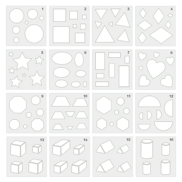 Geometric Shape Painting Template Washable Plastic Scrapbook Drawing  Template Reusable Plastic Painting Stencils for DIY 