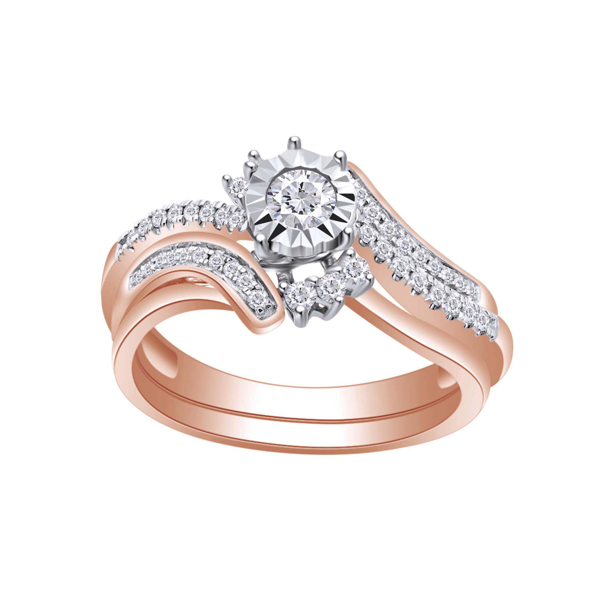 Diamond Wedding Band in 14K Pink Gold Size-6 G-H,I2-I3 1/8 cttw,