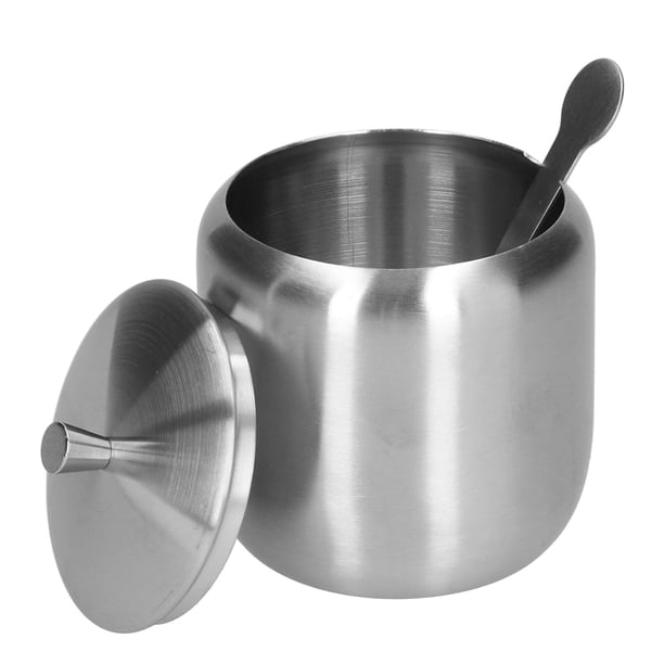 Contenedor De Azúcar, 370ML, Acero Inoxidable 304, Pulido, Cepillado, Antioxidante, Caja De Condimentos Con Cuchara