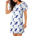 thumbnail image 2 of Pofeuu Party Shark Cute Print Women's Loose Fit Short Sleeve Nightgown, Comfortable Sleep Dress for Women, Casual Lounge Sleepwear, Soft Cotton Sleep Dress, 2 of 6