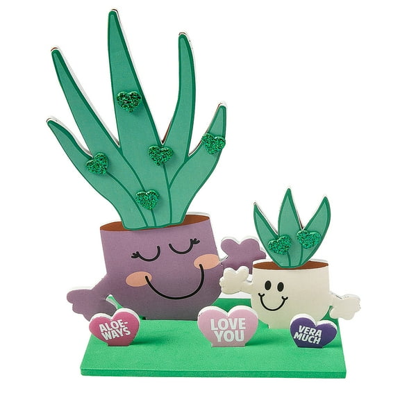 Fun Express 6" x 6 1/2" 3D Mother’s Day Aloe Stand-Up Foam Craft Kit - Makes 12